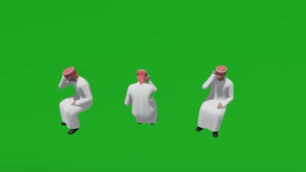 Junger Araber Green Screen Telefonladen Mit Verschiedenen Ansichten — Stockvideo