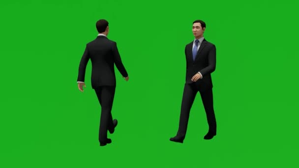 3D緑の画面会社のマネージャー2つの異なるビューでオフィスを歩く — ストック動画