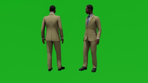 Africain Homme Écran Vert Employé Bureau Parlant Avec Vues Différentes — Video
