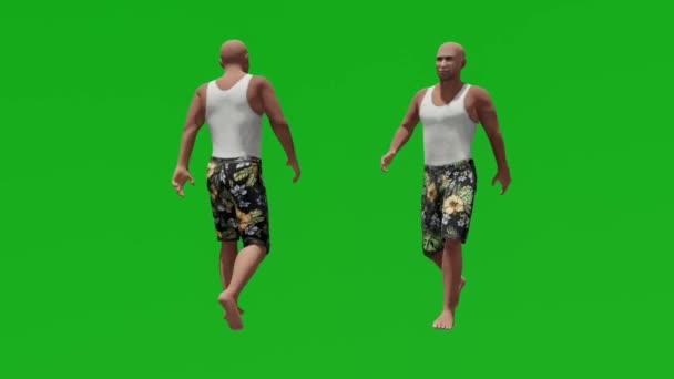 Athletic Mexican Man Green Screen Walking Home Different Views — Stock Video
