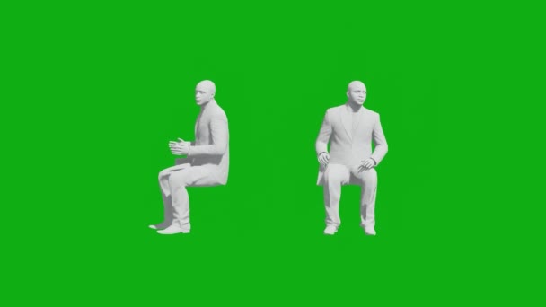 Office Man Green Screen Sitting Office Mit Zwei Verschiedenen Ansichten — Stockvideo