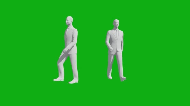Verde Pantalla Oficina Trabajador Hombre Caminando Oficina Con Dos Vistas — Vídeos de Stock
