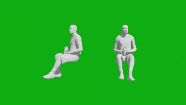 Sportler Green Screen Sitzposition Mit Zwei Verschiedenen Ansichten Ohne Farbe — Stockvideo