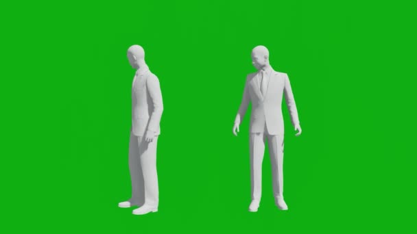 Office Man Tela Verde Olhando Redor Com Duas Visões Diferentes — Vídeo de Stock