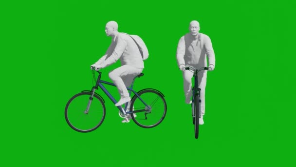 Φοιτητής Άνθρωπος Πράσινο Οθόνη Ποδηλασία Θέτουν Δύο Διαφορετικές Απόψεις Χωρίς — Αρχείο Βίντεο
