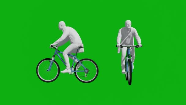 Green Screen Student Man Riding Bike University Mit Zwei Verschiedenen — Stockvideo