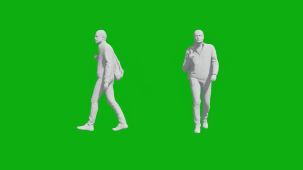 Male Teacher Walking School Green Screen Two Different Views Color — Stock Video
