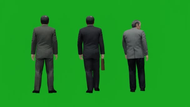 Uomo Affari Camminare Verde Schermo Persone Chroma Chiave Sfondo Rendering — Video Stock