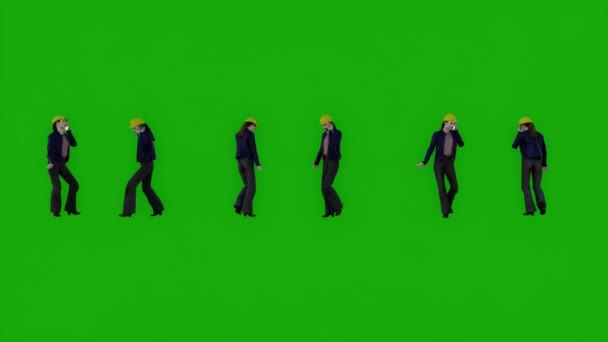 Factory Manager Green Screen Walking Talking Phone Six Different Views — Stock Video