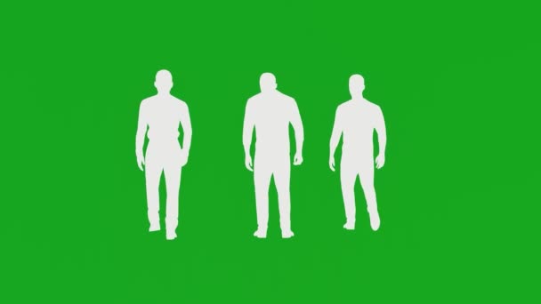 Animación Tres Turistas Masculinos Verde Solera Caminando Mirando Las Tiendas — Vídeo de stock