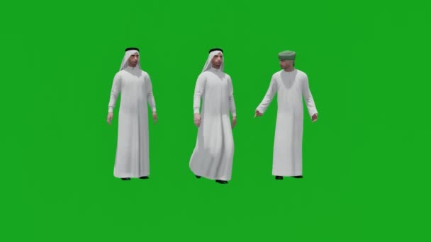 Arab Man Green Screen Citizen Oman Qatar Saudi Arabia Three — Stock Video
