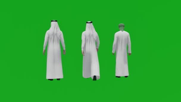 Arabischer Mann Mitarbeiter Green Screen Verschiedene Modelle Gehen Und Sprechen — Stockvideo