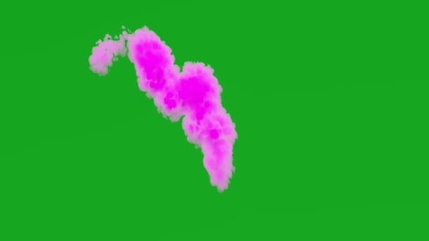 Rózsaszín Füst Zöld Képernyő Fúj Szél Animáció — Stock videók