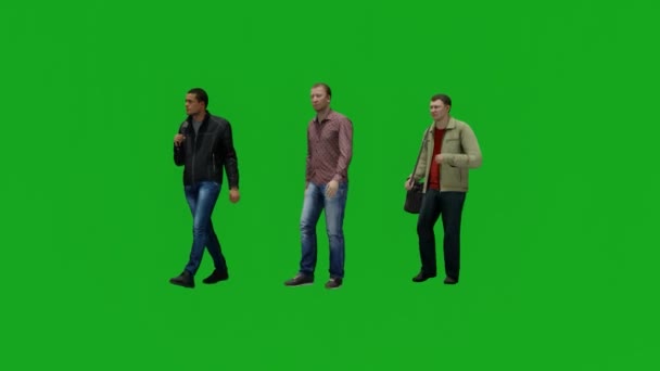 Três Estudantes Sexo Masculino Esfoliação Verde Caminhando Parque Universitário — Vídeo de Stock