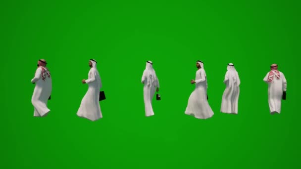 Seis Maestros Árabes Masculinos Pantalla Verde Escuela Seis Puntos Vista — Vídeos de Stock