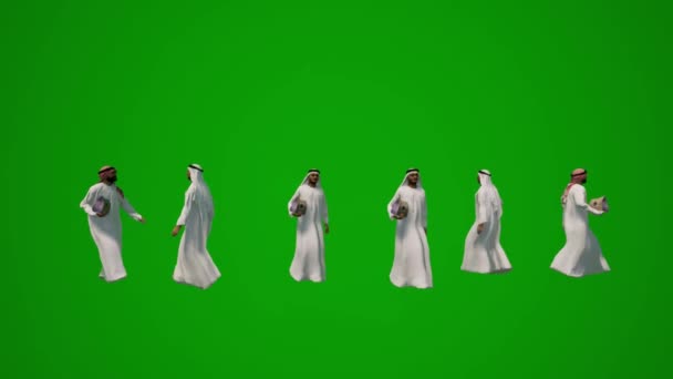 Six Different Arab Doctor Men Green Screen Carrying Medicine Six — Stock Video
