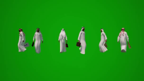 Seis Hombres Abogados Oriente Medio Pantalla Verde Corte Con Maletín — Vídeos de Stock