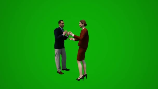 Бой Муж Жена Зеленый Экран Протестуют Говорят Анимации — стоковое видео