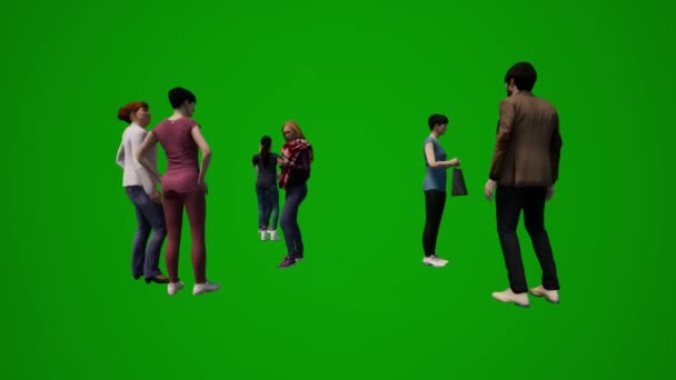 3D收集买家的绿色屏幕聊天和等待店面动画 — 图库视频影像