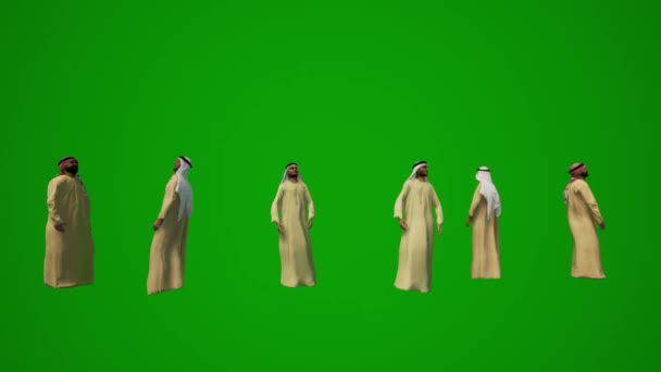 Varios Hombres Árabes Pantalla Verde Viendo Cielo Esperando Animación — Vídeos de Stock