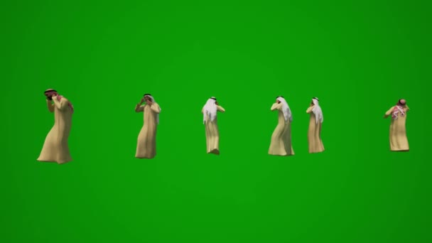 Arab Businessman Green Screen Talking Phone Negotiating Animation — Stock Video