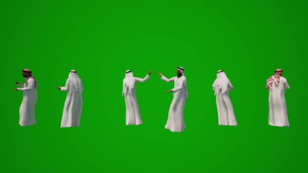 Varios Abogados Árabes Pantalla Verde Hablando Negociando Animación Exposición — Vídeos de Stock