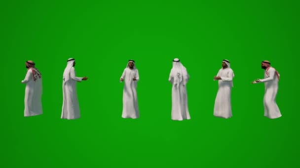 Varios Turistas Árabes Pantalla Verde Hablando Animaciones Compras — Vídeos de Stock
