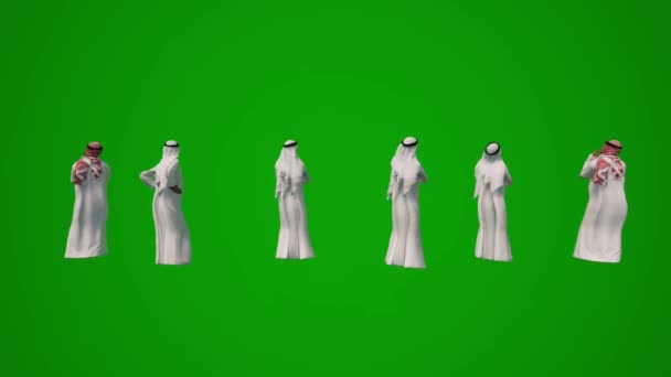 Varios Turistas Musulmanes Pantalla Verde Mirando Animación Del Paisaje — Vídeos de Stock