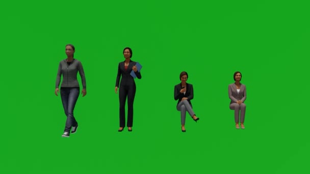 Animatie Van Vier Afrikaanse Mannen Groen Scherm Winkelen Reizen Praten — Stockvideo