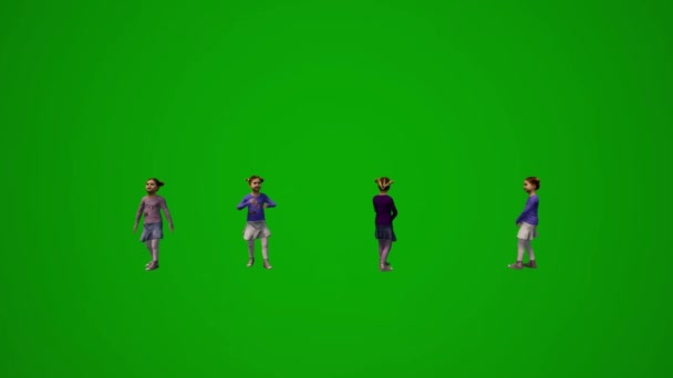 Sevimli Kız Bebek Yeşil Ekranda Oynuyor Farklı Modlarda Koşuyor Şirin — Stok video