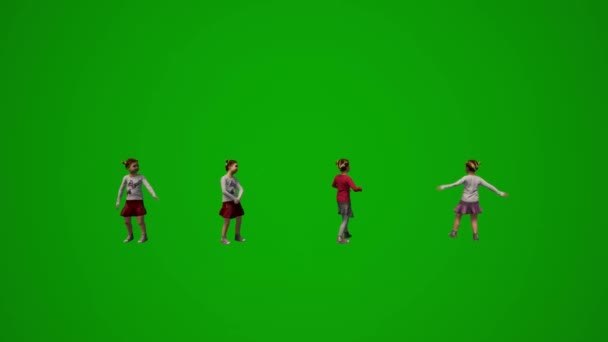 Sevimli Kız Bebek Yeşil Ekranda Oynuyor Farklı Modlarda Koşuyor Şirin — Stok video