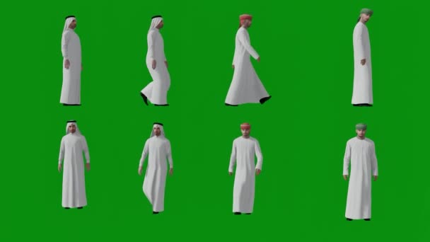 Varios Diferentes Hombres Desempleados Árabes Africanos Pantalla Verde Caminando Hablando — Vídeo de stock