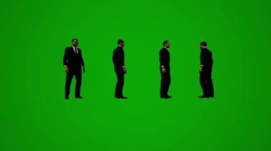 3D animasyon erkek kıyafeti ve hükümet yeşil ekran dansı ve ofisi kutluyor.