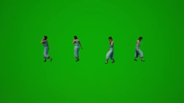 3D animasyon Avrupalı anne yeşil ekran yürüyüş ve dinlenme ve mahalle parkında arkadaşlarla konuşma