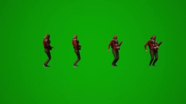 Animasyon çok sayıda bayan İngilizce öğretmeni 3 boyutlu yeşil ekran yıl sonu partisinde kutlama ve dans