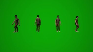 Animasyon birkaç erkek öğretmen 3D yeşil ekran konuşuyor ve okulda yürüyor