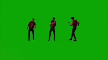 3D Rus turist yeşil ekran dansı ve parti gezisi animasyonu