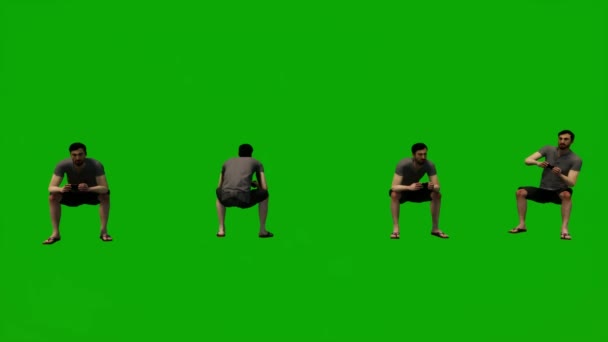 Animovaný Evropský Mužský Model Sedící Zelené Obrazovce Hrající Mluvící Fotografující — Stock video