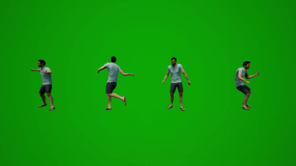 Animowany Europejski Mężczyzna Model Zielony Ekran Chodzenie Rozmawianie Przez Telefon — Wideo stockowe