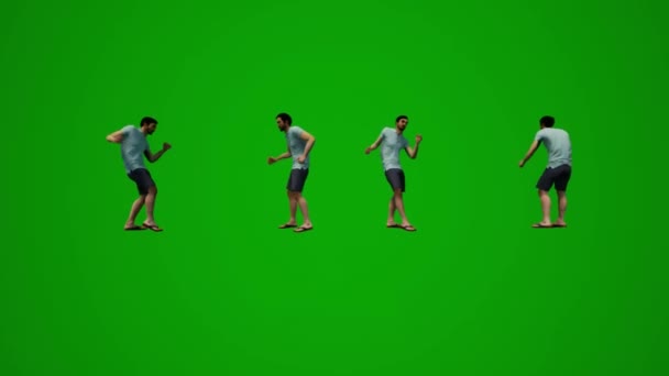 Animasyon Avrupalı Erkek Model Yeşil Ekran Yürüyen Konuşan Cep Telefonuyla — Stok video
