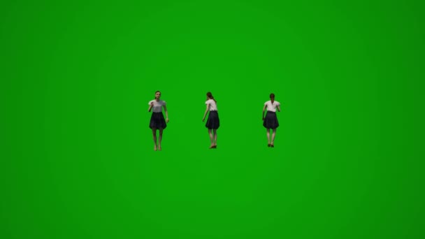 年轻白人女子3D绿色屏幕发短信 讲电话 — 图库视频影像