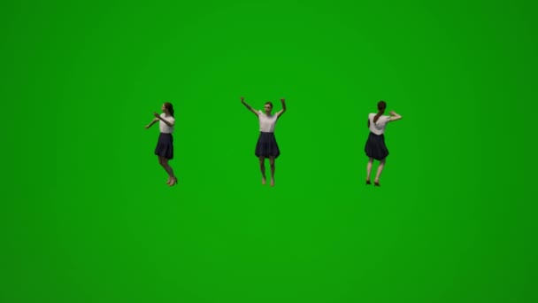 Jovem Mulher Branca Tela Verde Dançando Bebendo Festa Noite Com — Vídeo de Stock