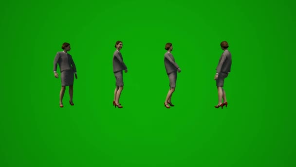 Kadın Çalışan Yeşil Ekran Arkadaşlarıyla Konuşuyor Koridorda Yürüyor — Stok video