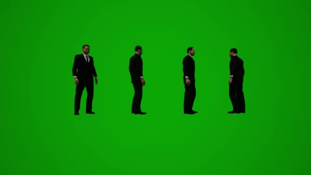 Animasyon Erkek Kıyafeti Hükümet Yeşil Ekran Dansı Ofisi Kutluyor — Stok video