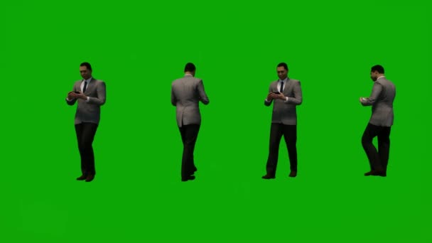 Animace Muž Oblek Vládní Oficiální Zelené Obrazovce Procházky Kanceláři Mluvení — Stock video