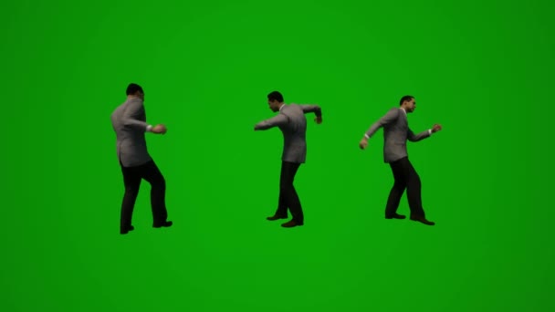 Animacja Człowiek Garnitur Rząd Zielony Ekran Taniec Świętowanie Biura — Wideo stockowe
