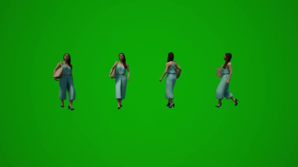 Анимация Европейская Мать Зеленый Экран Танцы Празднование Дома — стоковое видео