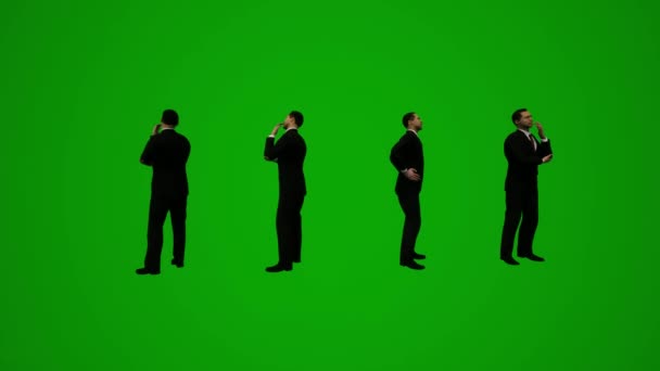 Animace Muž Oblek Vládní Oficiální Zelená Obrazovka Procházka Kancelář Mluvit — Stock video