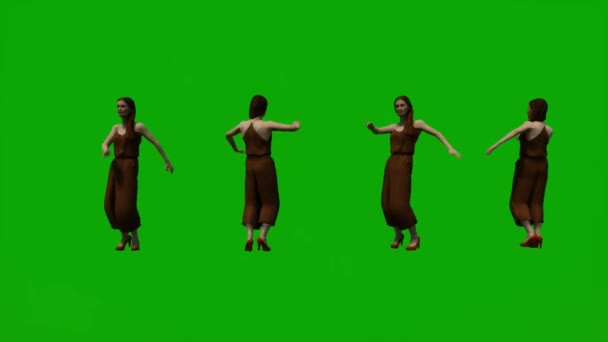 Animación Madre Europea Pantalla Verde Bailando Celebrando Casa — Vídeos de Stock
