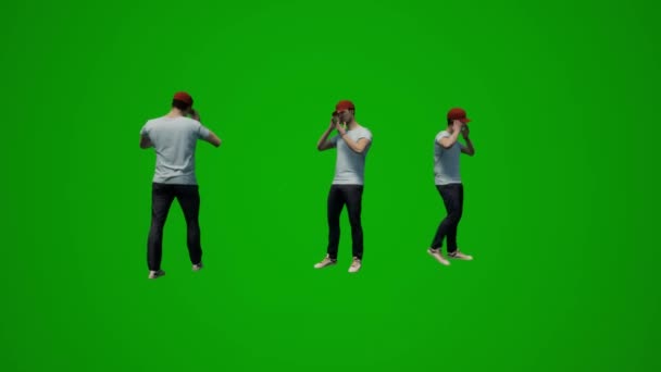 Animação Alguns Professores Sexo Masculino Tela Verde Divertindo Dançando Falando — Vídeo de Stock